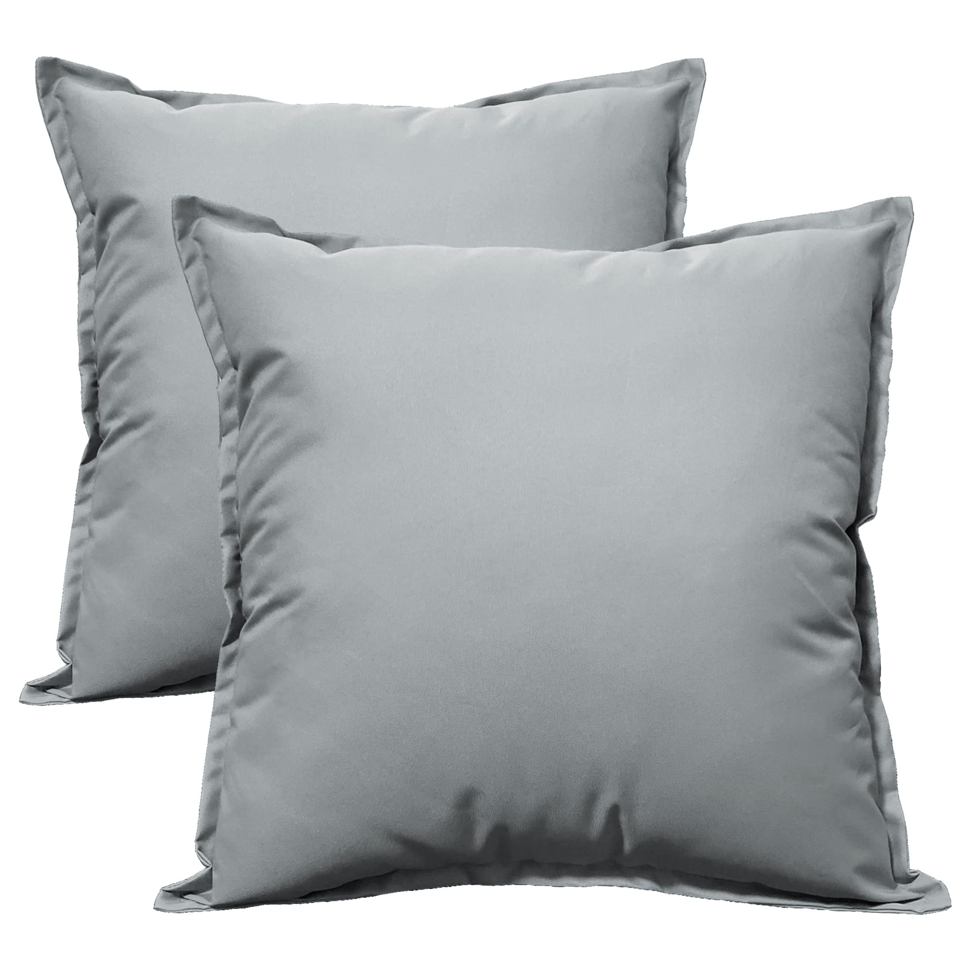 Olivia Rocco Pack of 2 Waterproof Cushion Cover Outdoor Garden Decorative Cushions Covers for Patio Bench Sofa Furniture Indoor Living Room Bed Chair Scatter (Silver, 60 x 60 cm)