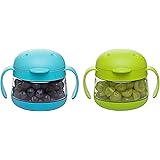 Ubbi Tweat No Spill 2 Pack Snack Container for Kids, BPA-Free, Toddler Snack Catcher, Green/Blue