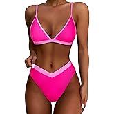 SUUKSESS Women Triangle High Cut Bikini Sets Sexy High Waisted 2 Piece Swimsuit