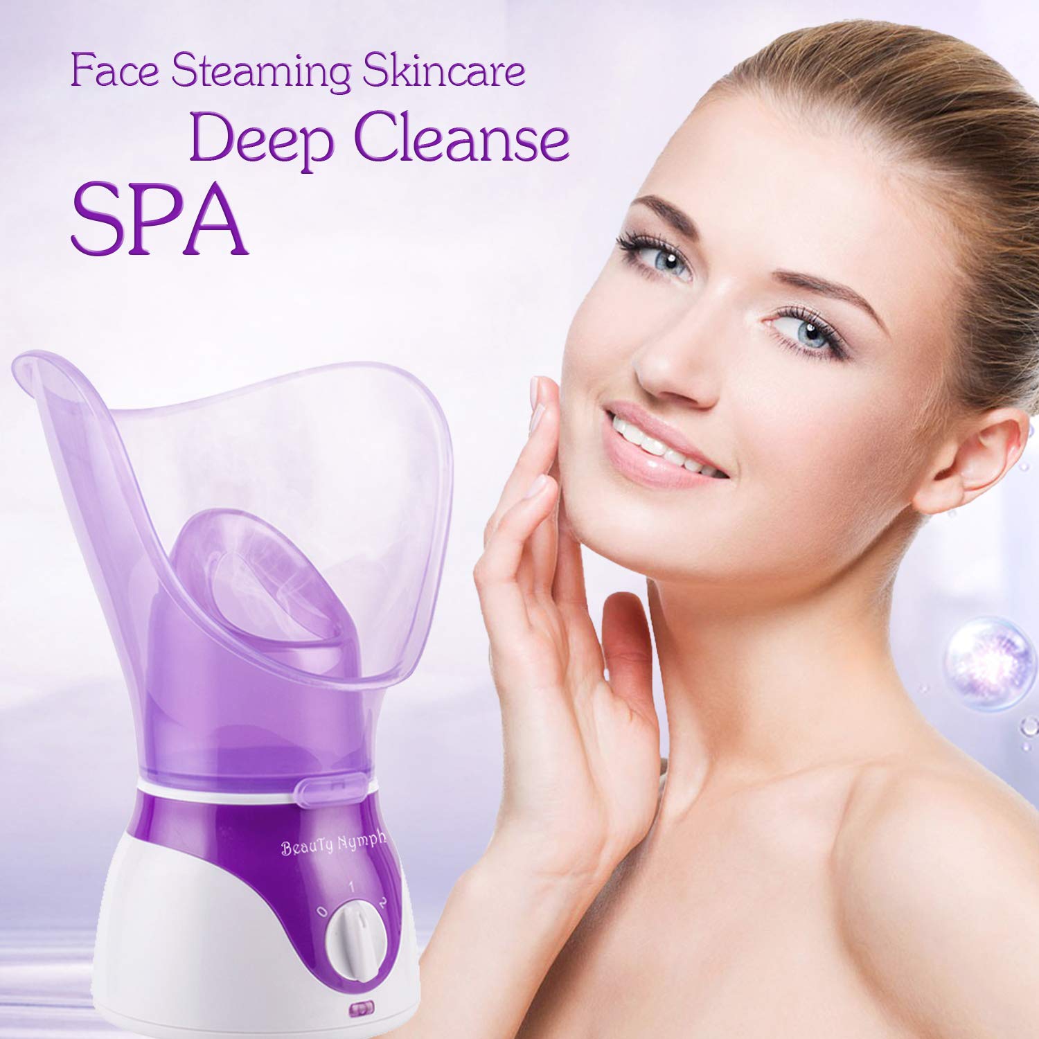 Beauty Nymph Spa Home Facial Steamer Sauna Pores with Timer and Extract Blackheads, Rejuvenate and Hydrate Your Skin for Youthful Complexion- Face Steaming Skincare Deep Cleanse SPA (Purple A): Beauty