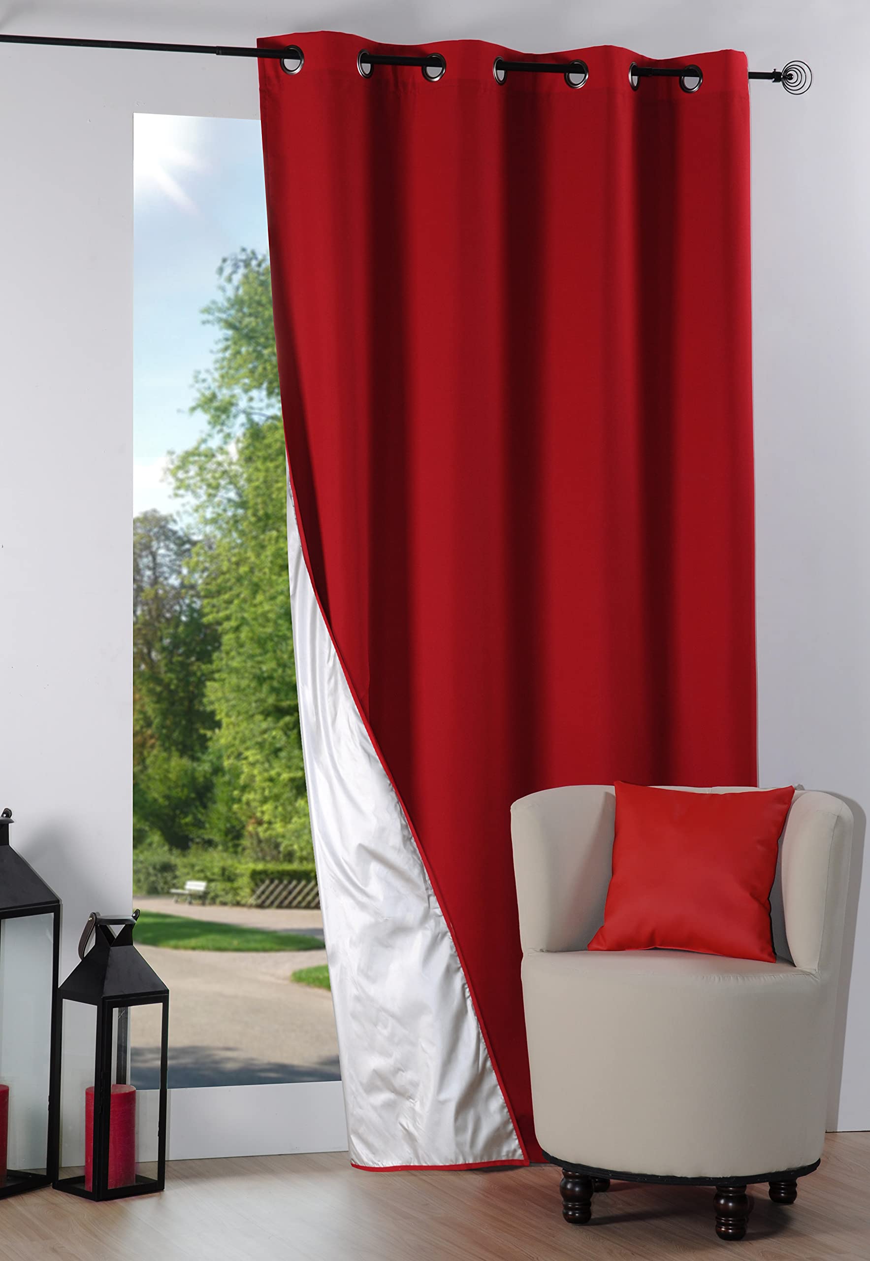 Stof R64689305 135 x 240 cm 100 Percent Polyester Curtains, Red