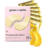 grace & stella Award Winning Under Eye Mask - Valentines Day Gifts for Mom, Gel Eye Patches for Dark Circles, Puffy Eyes, Undereye Bags - Vegan - Self Care Gifts for Women (24 Pairs, Gold)