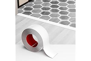 Greymond Floor Transition Strip - Self-Adhesive PVC Trim for Carpet to Flooring, Threshold Gap Cover (10ft x 1.97in, White)