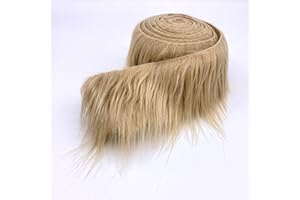 ICE FABRICS Craft Faux Fur Fabric Pre Cut Rolls - 2"x60" Fur Ribbon Faux Mohair Fabric Fur Strips - Super Soft Craft Fur Trim Fuzzy Fabric - Faux Fur for Crafts, Costumes & Decoration - Beige - 2x60