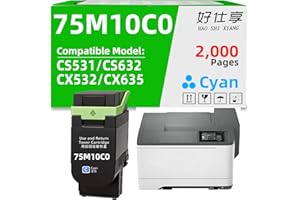 HAO SHI XIANG CS531 CX532 CS632 CX635 Toner Cartridge Replacement for Lexmark 75M10K0 75M10C0 75M10M0 75M10Y0 CS531dw CX532ad