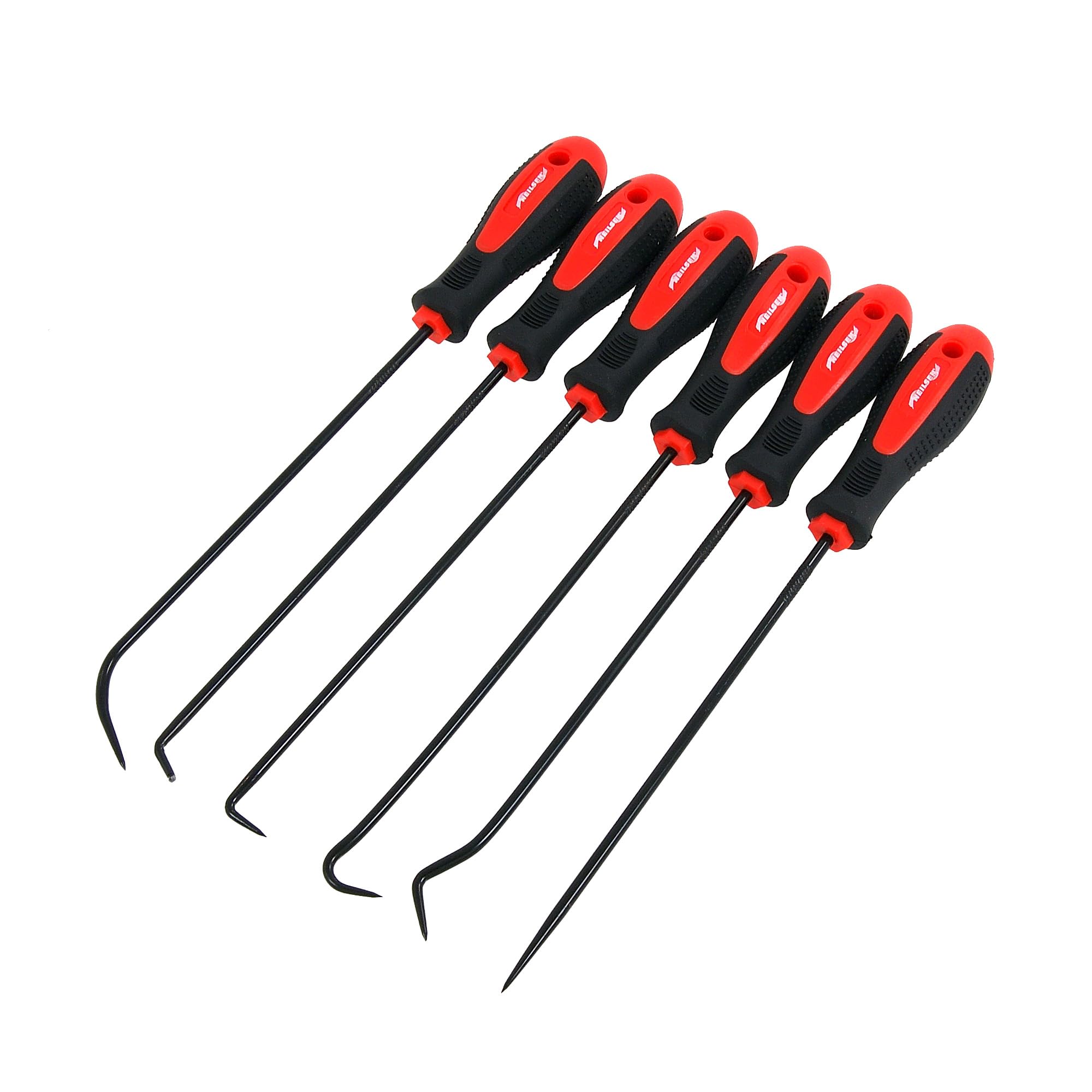 Neilsen CT2760-6pc Extra Long Pick and Hook Set with Straight, 90° Angle, Double Angle and Complex Picks, Ideal for Alignment, Removal, and Access in Confined Areas