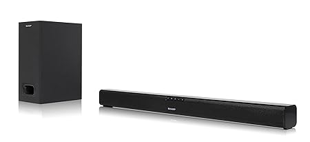 SHARP HT-SBW110 2.1 Slim Soundbar System (HDMI ARC/CEC, Digital Optical Audio, AUX, 80 cm) schwarz