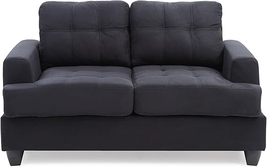 Amazon Com Black Microsuede Loveseat Modern Contemporary Solid