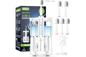 OILSAO Electric Toothbrush with Water Flosser,500ML Professional Flossing Toothbrush Electric Flosser Combo 2-in-1 Brushing & Flossing for Teeth Cleaning,White