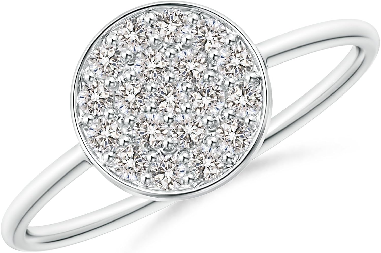 Pave Set Round Diamond Cluster Disc Ring in 14K White Gold (Color IJ, Clarity I1I2, Weight