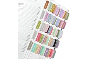 KIUKIUO Bible Tabs, 180 Removable Adhesive Tabs, Laminated Bible Tabs for Women and Men, Bible Index Tabs, Bible Book Tabs, Bible Labels Tabs