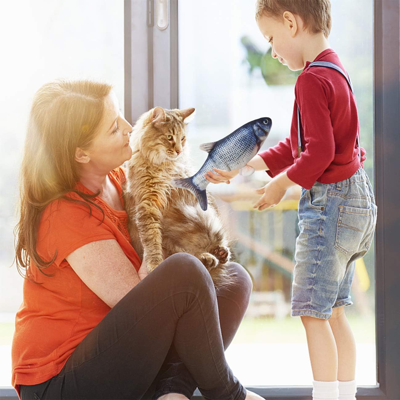 Malier 2 Pack Electric Fish Cat Toy, Realistic Plush Moving Wagging Fish Cat Toys Simulation Interactive Cat Kitten Toys for Indoor Cats Pets Kitten, Perfect for Biting, Chew and Kick (Blue + Red) : Pet Supplies