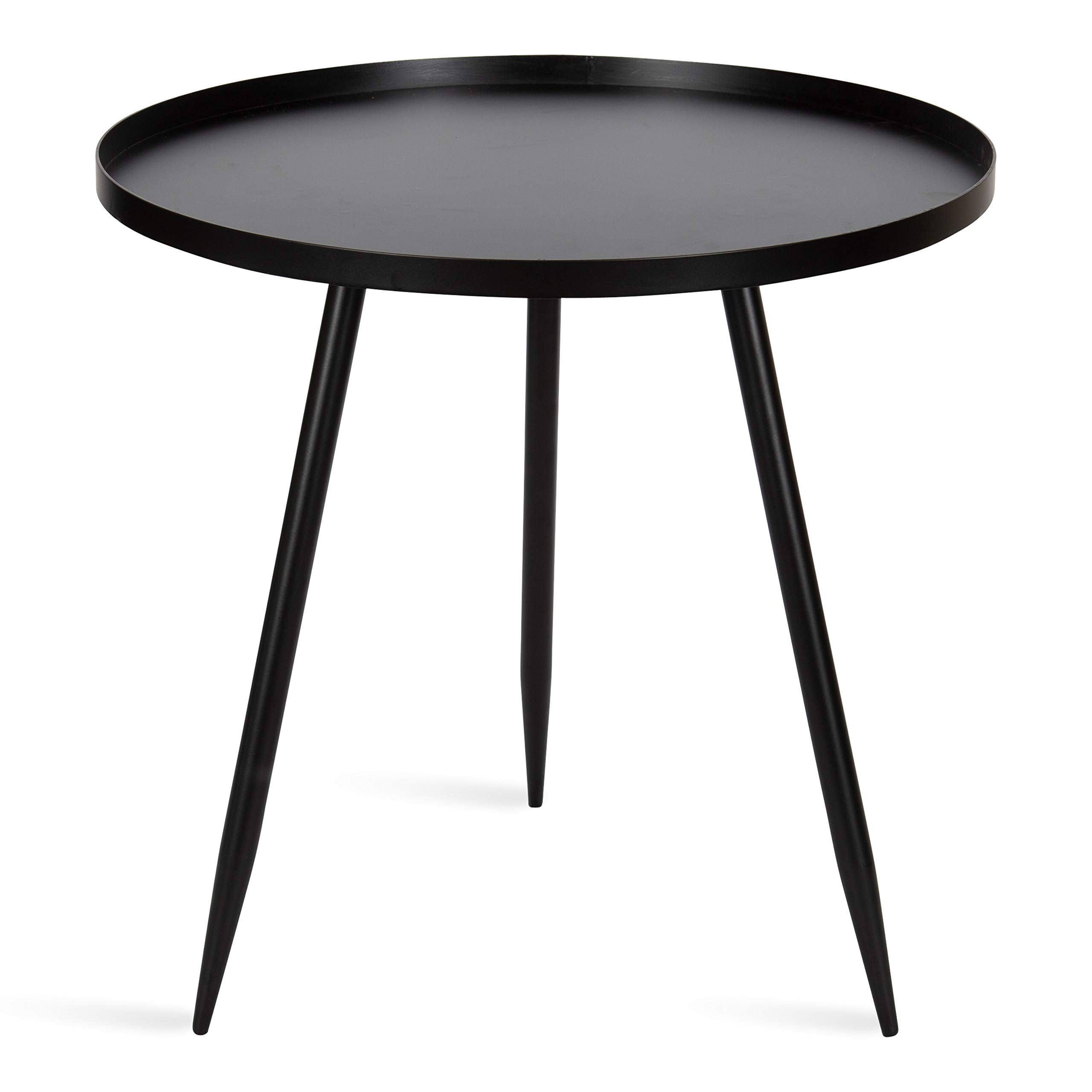 Kate and Laurel Duvall Modern Round Metal Side Table, 20 x 20 x 20.5, Black, Chic Minimalist End Tab