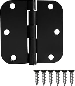50 Pack of Door Hinges Black - 3 ½” x 3 ½” Inch Interior Hinges for Doors with 5/8 Radius Corners