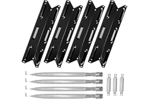 BQMAX Grill Parts for Kenmore 4 Burner Grill 146.34611410 146.23678310 146.10016510 146.23679310 146.16142210 146.23673310 Heat Plate & Burner Kit for Kenmore Grill Replacement Parts