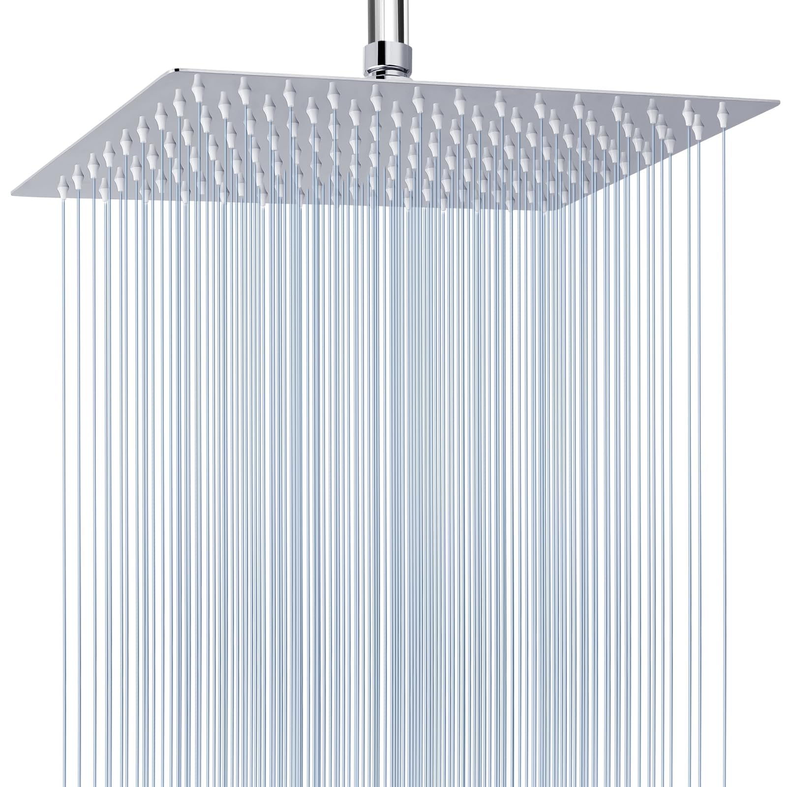 Voolan Extra Large Rain Shower Head, High Flow Square Rainfall Showerhead, Waterfall Full Body Coverage, Universal Ceiling or Wall Mount (16 * 12''Rectangle, Chrome)
