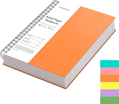 EMSHOI A4 Notebook 300 Pages 100gsm Lined Wirebound Waterproof Cover Orange