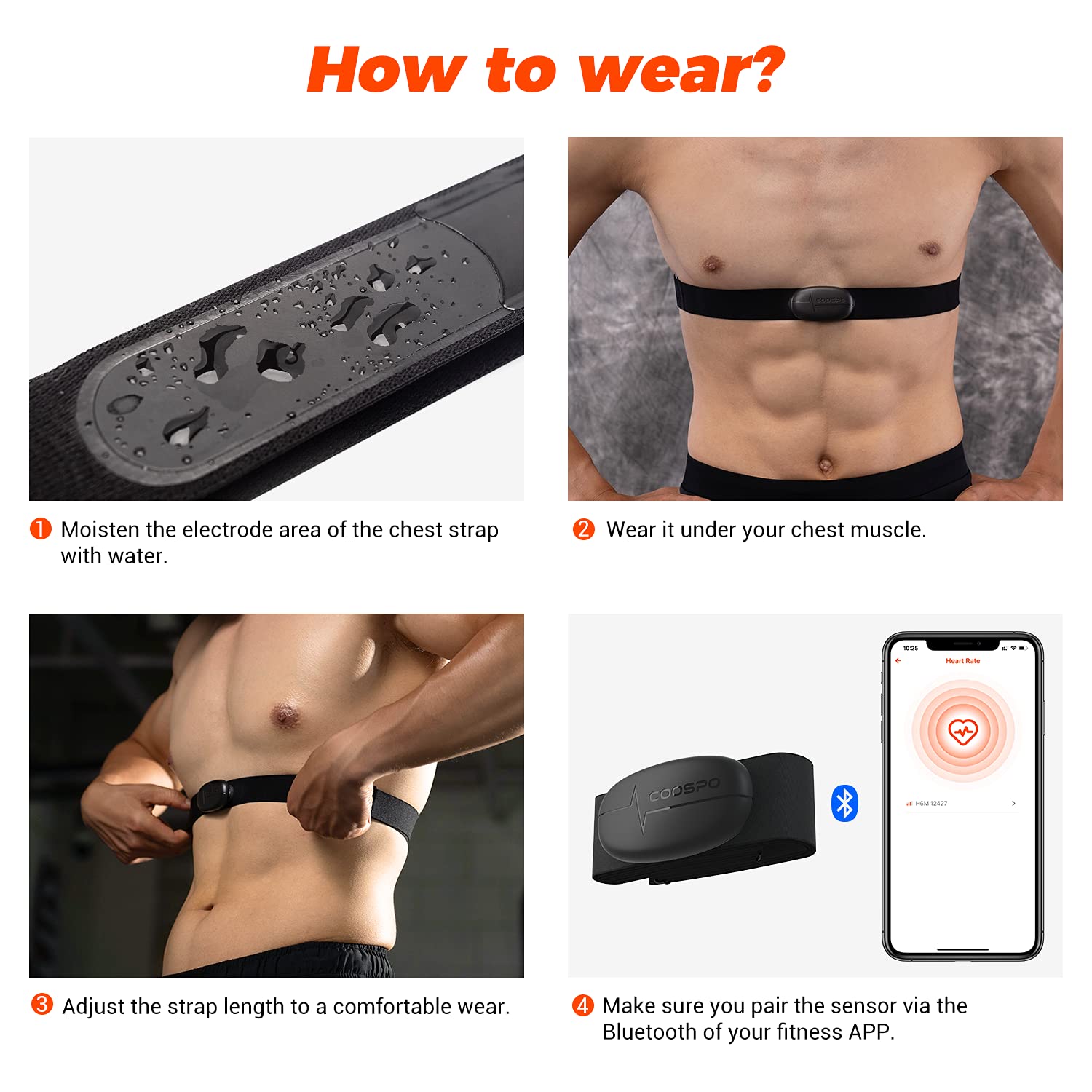 Mua Heart Rate Monitor Chest Strap H6M, Bluetooth ANT+ Heart Rate Monitor Chest Sensor with 400H