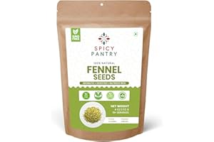 SPICY PANTRY LLC Spicy Pantry Fennel Seeds Whole 4 oz - Foeniculum vulgare - 100% Natural - Resealable Bag - Great for Tea, Cooking, and Baking