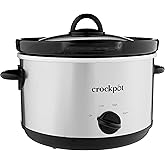 Crock-Pot 5-Quart Smudgeproof Round Manual Slow Cooker with Dipper, Silver