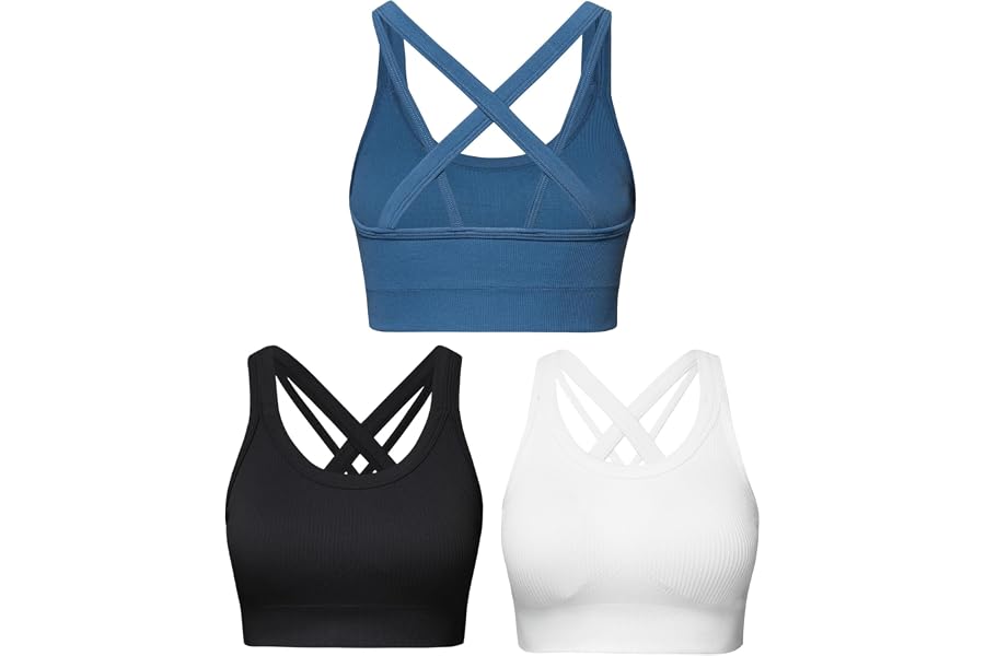 Sports Bras for Women HIigh Support, Criss-Cross Back Padded Strappy High Impact Sports Bras for Women Large Bust