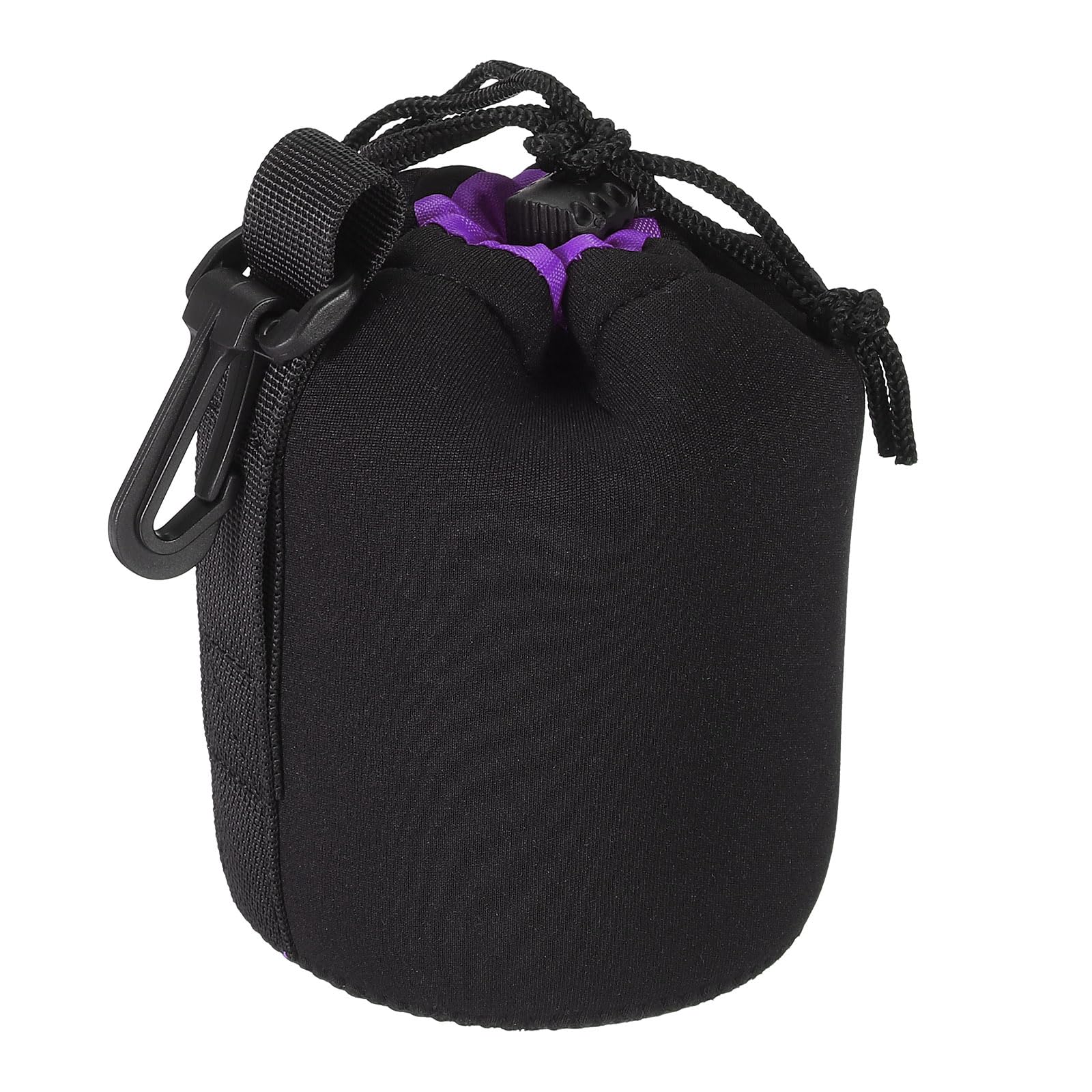 PATIKIL Camera Lens Bag, 3.3" IDx5.5 H Drawstring Lens Pouch with Thick Protective Neoprene, Lens Case for DSLR Camera Lens, Water Coffee Cups, Black, Purple