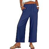 ANRABESS Womens Wide Leg Pants Summer Lounge Elastic Waist Palazzo Pants Lightweight Beach Vacation Trousers with Pockets