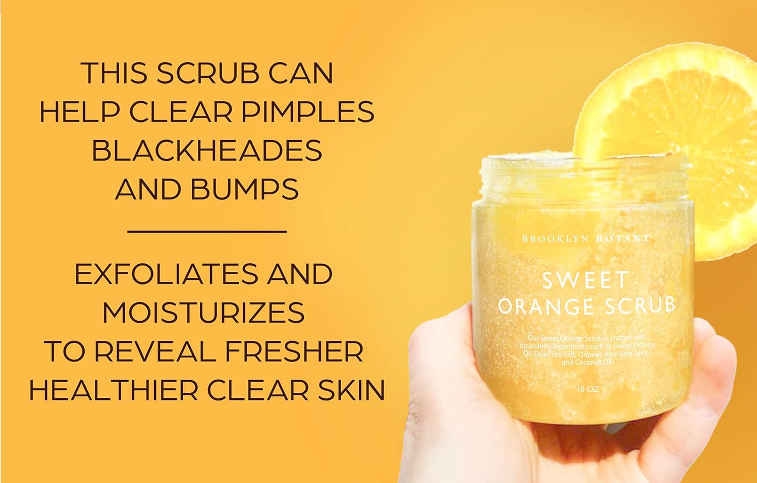 Brooklyn Botany 100% Natural Sweet Orange Body Scrub & Hand Scrub - Dual Action Exfoliator, Moisturizer For Great Skin- Made With Natural Orange Oil - Exfoliating Body Scrubs & Hand Scrubs - 10 oz : Beauty