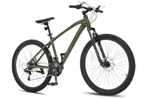 CamPingSurvivals 24/26/27.5" Mountain Bike Aluminum Bicycle with Ultralight Aluminum Frame, Powerful Mechanical Dual Disc Brakes, Double Wall Rims and Premium XC Tires, Men & Women Bike with Tool Kit
