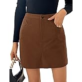 Kate Kasin Women Corduroy Skirt Mini Pencil Skirt Elastic High Waist Skirt with Pockets 2025