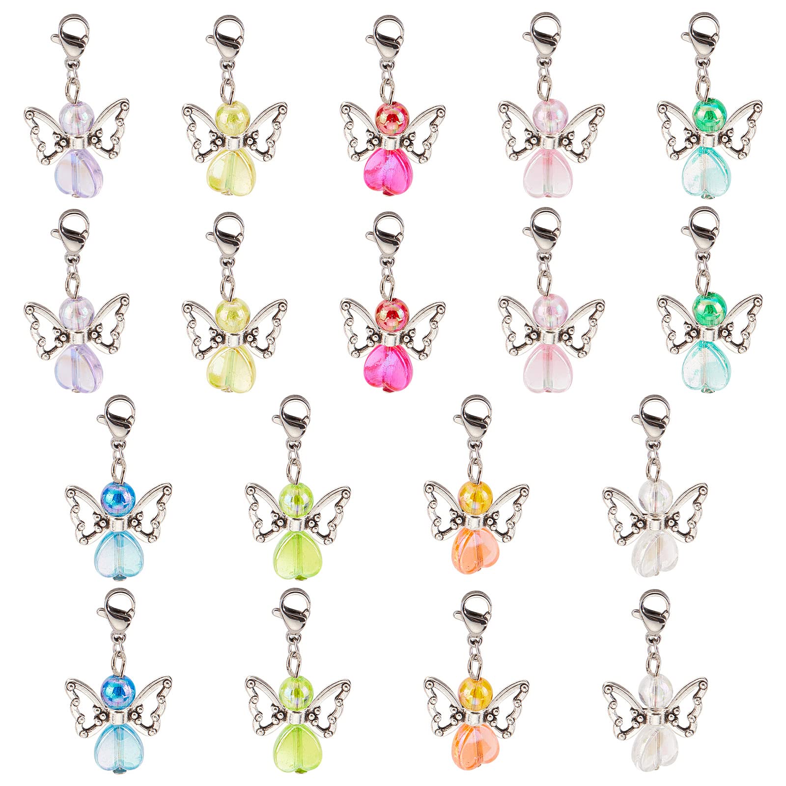 SUNNYCLUE 36pcs Stitch Markers - Angel Charms with Lobster Clasp - Knitting, Crochet, Sewing, Quilting Craft Tool