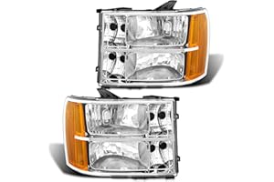 ADCARLIGHTS for 2007 2008 2009 2010 2011 2012 2013 2014 Sierra Headlight Assembly compatible with 07-13 GMC Sierra 1500/07-14 GMC Sierra 2500HD 3500HD Chrome Housing Headlamp Replacement L+R