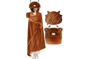 MEWAII Ultimate Softness Highland Cow Wearable Blanket Hoodie –Expertly Designed for American Body,Full Coverage with Easy Movement, Oversized Warm Cozy Flannel Blanket, Cute Highland Cow Gift for Women
