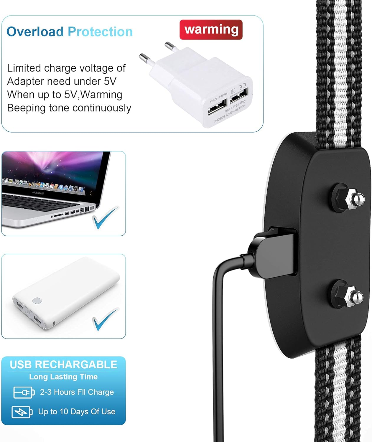 Bark Collar Dog Bark Collar Rechargeable Shock Collar with Beep Vibration Dog Shock Collar for Small Medium Large Dogs : Kitchen & Dining