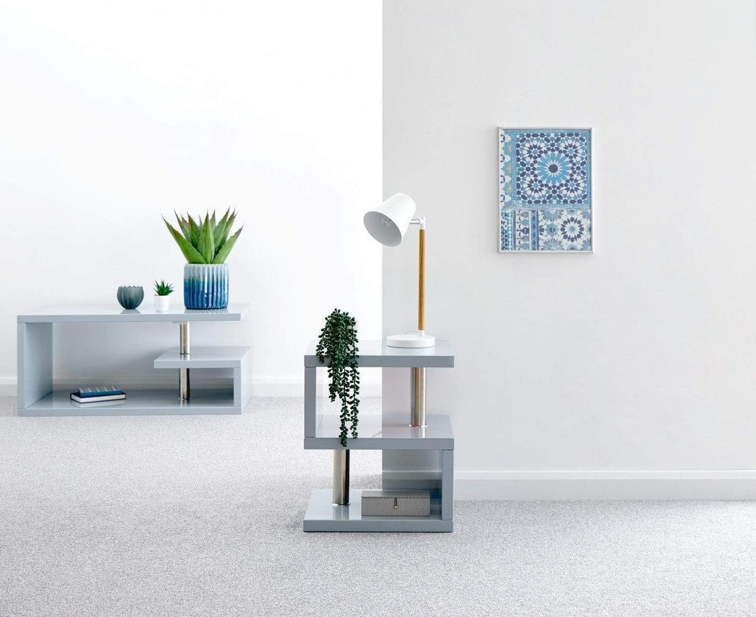 led coffee table grey