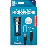 Kikkerland Plug &amp; Play Microphone &ndash; Handheld Mini Mic for Content Creation &amp; Podcast Recording &ndash; Features USB-C Plug &amp; Standard Audio Jack