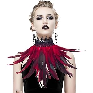 Bufeti Halloween Witch Feather Collar Cape Shawl Swan Wings Shoulder Wrap for Women Crow Cosplay Costume