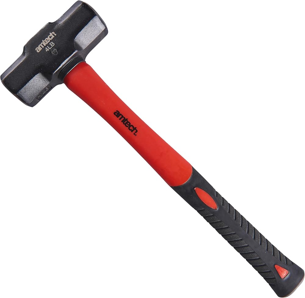 Amtech 4lb Sledge Hammer Heat Treated Drop Forged Head Fibreglass Shaft
