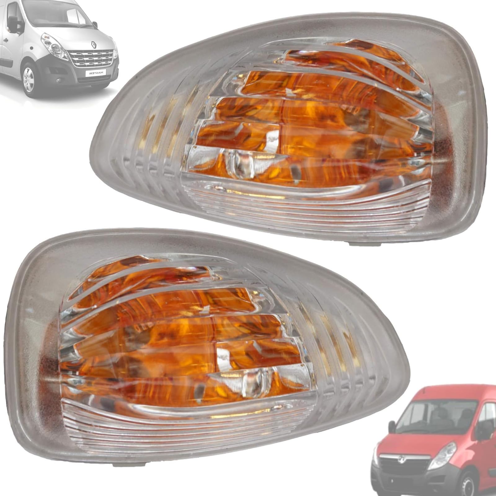 Twowinds Mirror Indicator Compatible with Renault Master 3, Nissan NV400, Opel Movano, Right and Left Side, 7485120621 7485120620 (set of 2, both sides)