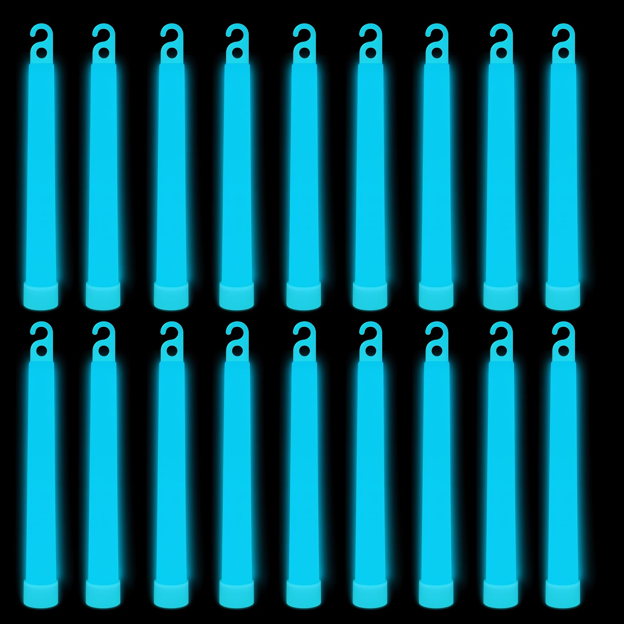 WedDecor Neon Aqua Colors Ultra Bright Glow in The Dark Glow Stick Tubes Lanyard Premium Fluorescent Rods Light Sticks for Graduation Party, Camping, New Year’s Eve, 6 Inches, 25pcs