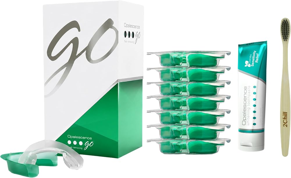 Opalescence GO 15 Teeth Whitening Trays Bundle - Hydrogen Peroxide 6288-T | Gel Prefilled Trays - Includes Sensitive Toothpas