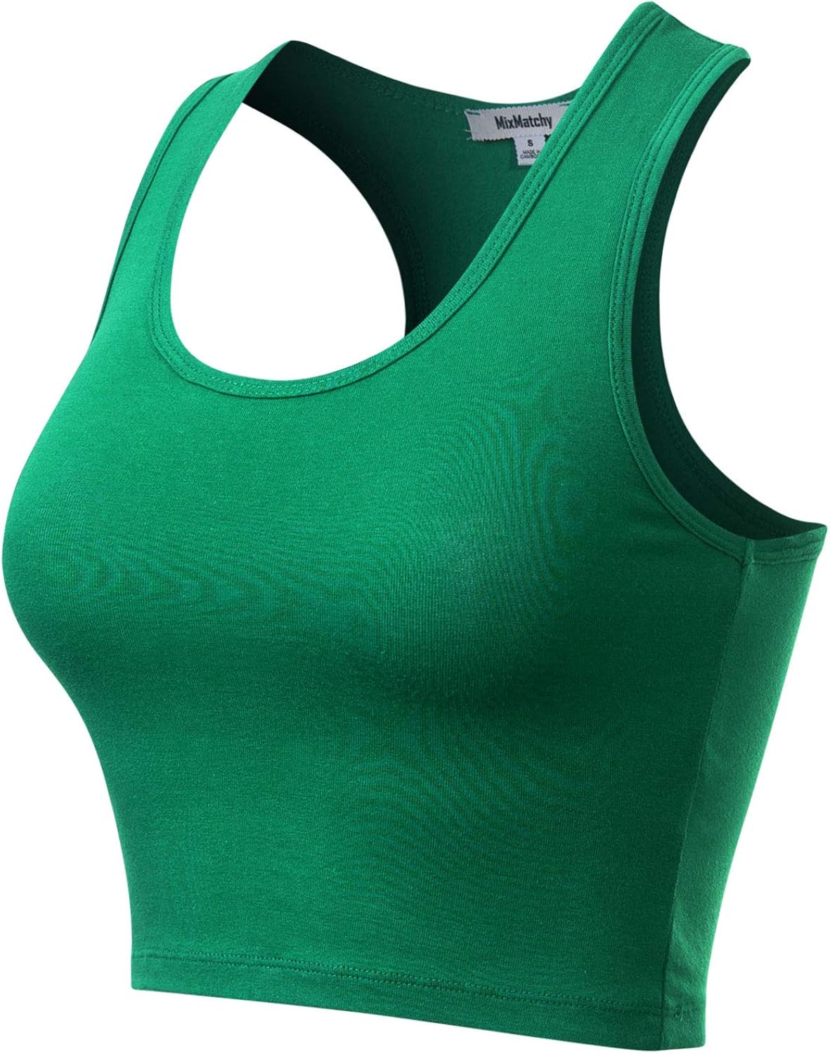 MixMatchy Women's Cotton Basic Sleeveless Racerback Sports Crop Tank Top at  Women’s Clothing store
