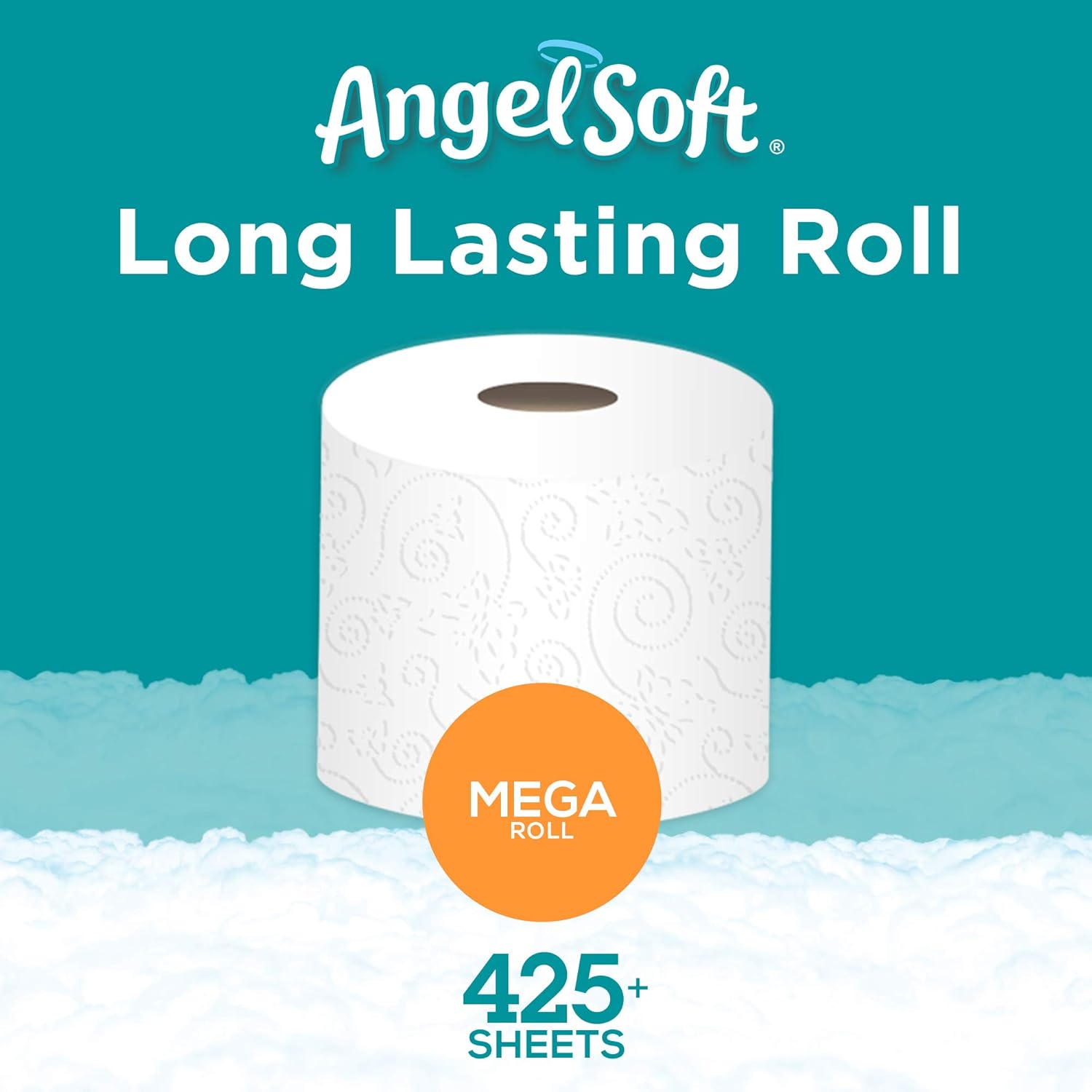 Angel Soft Toilet Paper Bath Tissue, 4 Mega Rolls, 425+ 2-Ply Sheets Per Roll: Health & Personal Care