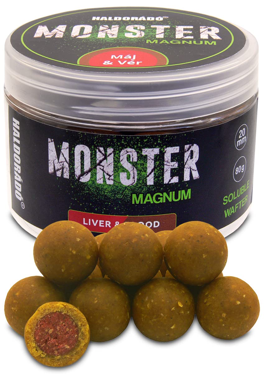 Haldorado MONSTER Magnum - Soluble Wafter, Carp Fishing, 20mm, 80g, Liver & Blood