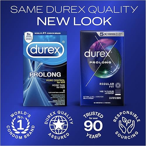TROJAN Extended Pleasure Climax Control Extended Pleasure Condoms, 12 Count  & Durex Condom Prolong Natural Latex Condoms, 12 Count - Ultra Fine, Ribbed  and Dotted with delay Lubricant, Regular Fit in Kenya | Whizz Male