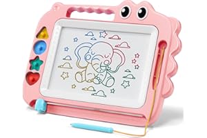 SGILE Toys for Kids, Magnetic Drawing Board for Early Learning, Color Erasable Doodle Writing Pad Gift for Baby Girls Boys, Painting Sketch Pad with Four Stamps for 3 4 5 Year Old Toddlers, Pink