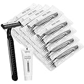 Disposable Razors in Bulk Pack of 30,Black Bulk Razors Disposable Individually Wrapped Twin Blade Disposable Shaving Razors with Shaving Cream and Clear Cap Set for Homeless,Hotel,Charity,Travel
