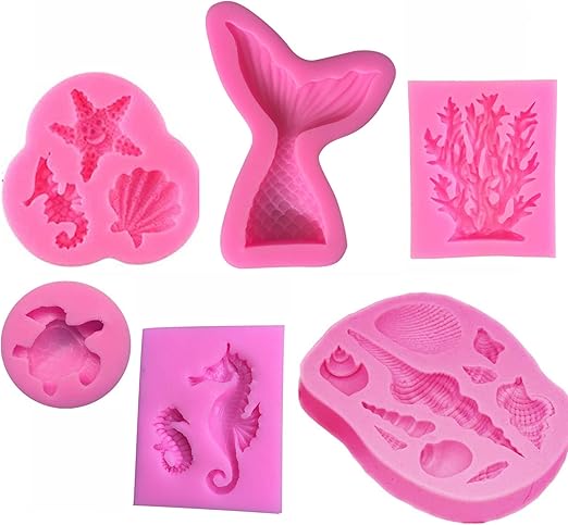 concha caballito de mar Molde de silicona para fondant herramientas de