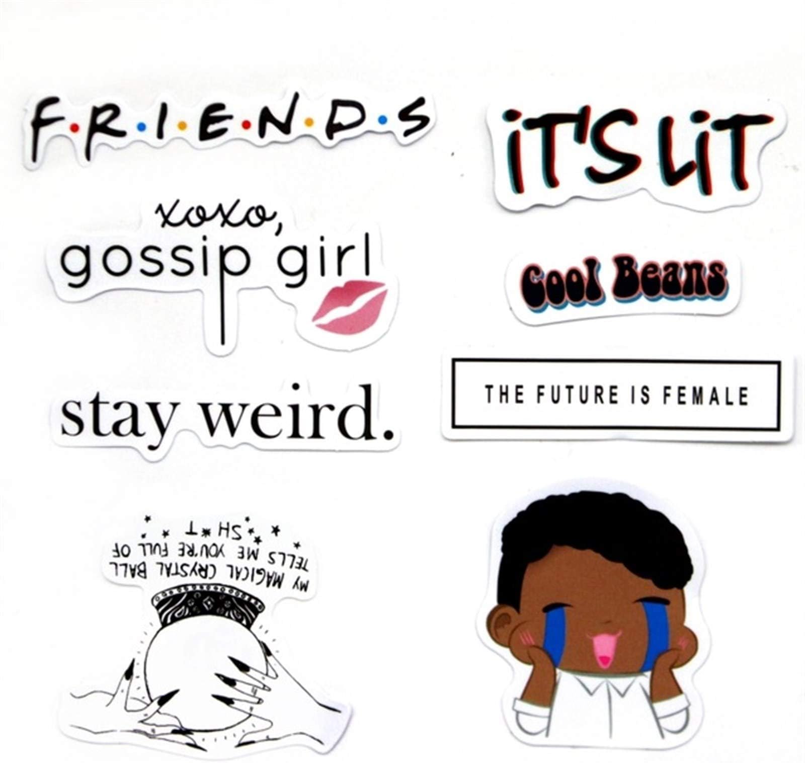 Sticker 8 PCS Gossip Girl Stay Weird lit Cool Beans Funny for Mobile Phone Decoration