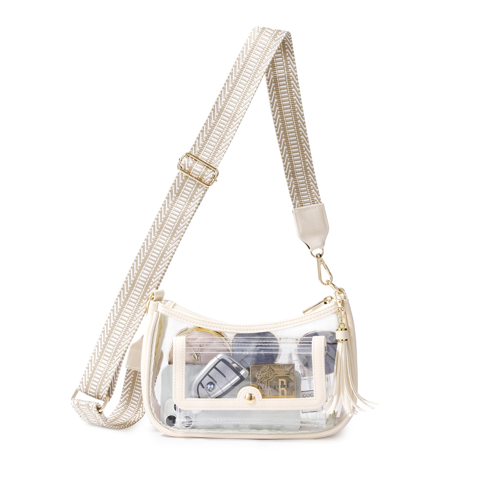 Photo 1 of XYWstore Clear Bag for Stadium Events, Clear Purses for women stadium crossbody.Clear Crossbody Bag Stadium Approved(Milky White)